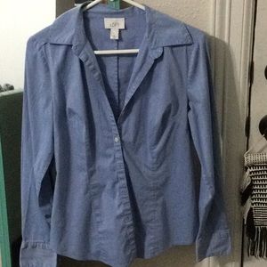 Ann Taylor Loft blue button-up blouse